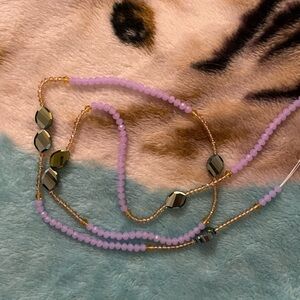 Lavender Crystal Waist Beads with Gold Accents
